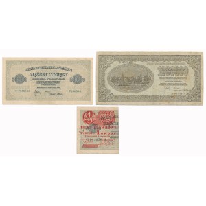 500.000, 1 mkp 1923 und 1 gr 1924 - Satz (3tlg.)