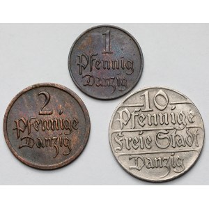 Danzig, 1-10 fenig 1923-1926 - set (3pcs)