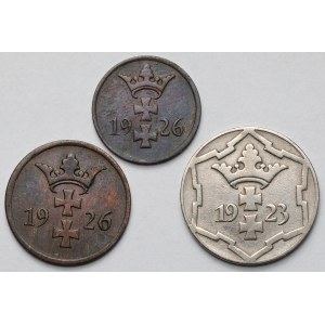 Danzig, 1-10 fenig 1923-1926 - set (3pcs)