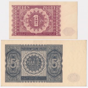 1 and 5 zloty 1946 - set (2pcs)