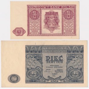 1 and 5 zloty 1946 - set (2pcs)