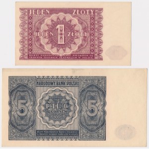 1 and 5 zloty 1946 - set (2pcs)