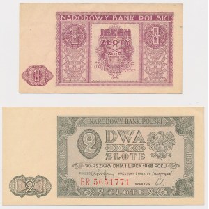 1 zloty 1946 and 2 zloty 1948 BR - set (2pcs)