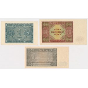 1, 2 and 10 zloty 1941-1948 - set (3pcs)