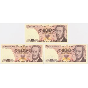 100 zloty 1979-1982 - GM, KL, KY - set (3pcs)