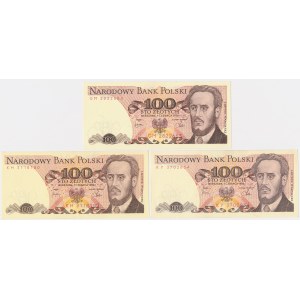 100 zloty 1979-1982 - GM, KH, KY - set (3pcs)