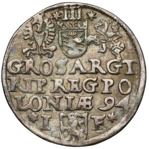 Sigismund III Vasa, Trojak Olkusz 1594 - mark on Av. - rare