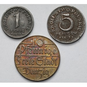 1-5 fenig 1918 und WMG 10 fenig 1923 - Satz (3tlg.)