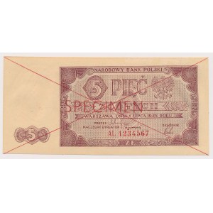 SPECIMEN 5 zlotys 1948 - AL 1234567