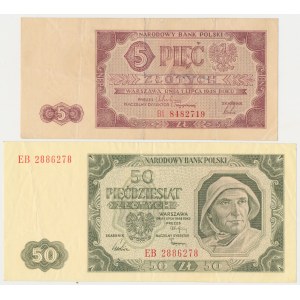 5 and 50 zl 1948 - BI, EB - set (2pcs)