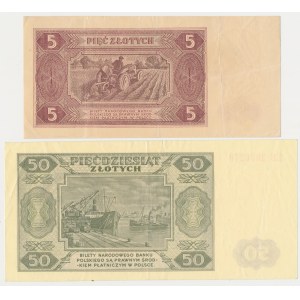 5 and 50 zl 1948 - BI, EB - set (2pcs)