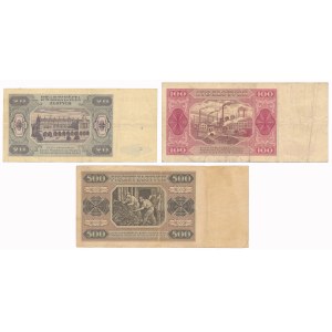 20, 100 and 500 zloty 1948 - set (3pcs)