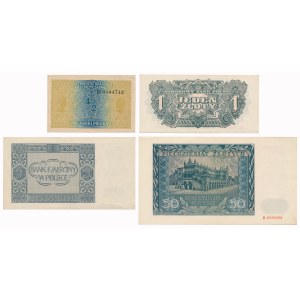 General 1/2 mkp 1916, 1 - 50 zloty 1941-1944 - set (4pcs)