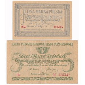 1 and 5 mkp 1919 May - ICZ, IW - set (2pcs)