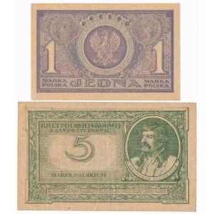 1 and 5 mkp 1919 May - ICZ, IW - set (2pcs)