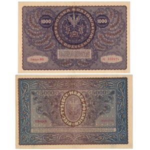 1,000 mkp 1919 August and 5,000 mkp 1920 - set (2pcs)