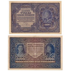 1,000 mkp 1919 August and 5,000 mkp 1920 - set (2pcs)