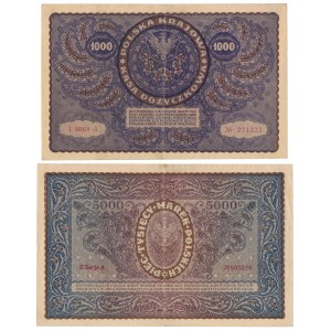 1,000 mkp 1919 August and 5,000 mkp 1920 - set (2pcs)