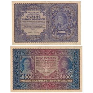 1,000 mkp 1919 August and 5,000 mkp 1920 - set (2pcs)
