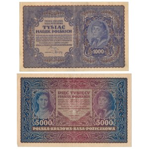 1,000 mkp 1919 August and 5,000 mkp 1920 - set (2pcs)