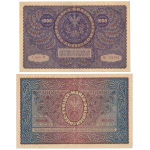 1,000 mkp 1919 August and 5,000 mkp 1920 - set (2pcs)