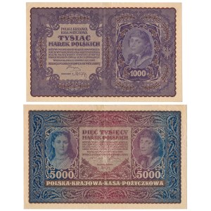 1,000 mkp 1919 August and 5,000 mkp 1920 - set (2pcs)