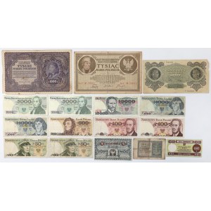 Set of Polish banknotes 1919-1988, mainly PRL (16pcs)