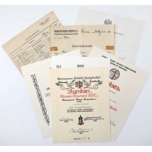 PSZnZ, Documenti dopo il Maggiore Julian Skulski - Consegna dei distintivi SPK, Medaglia del Tesoro Nazionale e altri.... - set (7 pezzi)