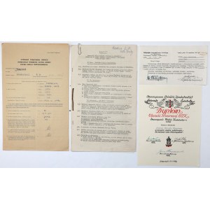 PSZnZ, Documents after Roman Skulskaya - SPK badge awards, Medal, National Treasure and other... - set (11pcs)