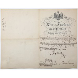 Silesia / Prussia, Document granting the title of Actual Secret Senior Government Councillor (April 20, 1888) to Ernst von Wallenberg - signature of Frederick III
