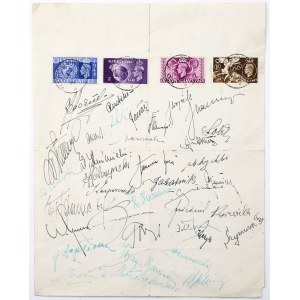 Summer Olympics 1948 - stamps with signatures of the Olympic Team.