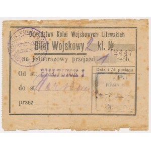 II RP, Lithuanian Military Railway Command, Military Ticket: Bialystok - Warsaw