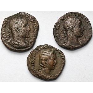 Alexander Severus, Maximinus Trak and Otacilla Severa, Sesterce, Rome - set (3pcs)