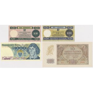 100 and 1,000 zloty 1940-1982, PEWEX 10 and 20 cents 1979 - set (4pcs)
