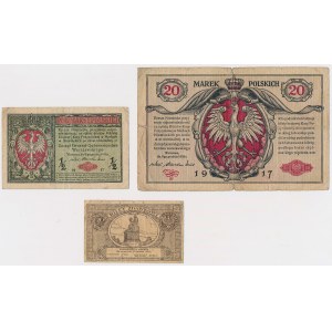 General 1/2 mkp, General 20 mkp 1916 and 20 gr 1924 - set (3pcs)