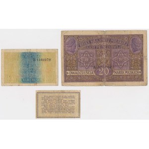General 1/2 mkp, General 20 mkp 1916 and 20 gr 1924 - set (3pcs)