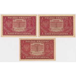1 mkp 1919 August - 1st Series BF, DN, GO - set (3pcs)