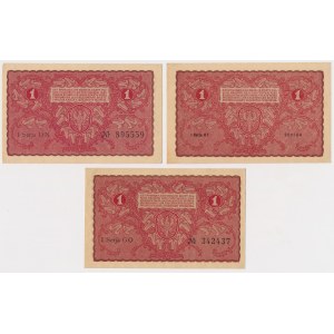 1 mkp 1919 August - 1st Series BF, DN, GO - set (3pcs)