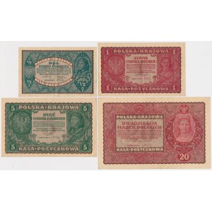 Set 1 - 20 mkp 1919 August and 1/2 mkp 1920 (4pcs)