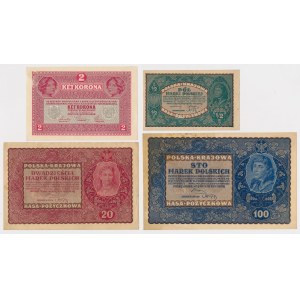 1/2 - 100 mkp 1919-1920 et Autriche 2 couronnes 1917 - set (4pcs)