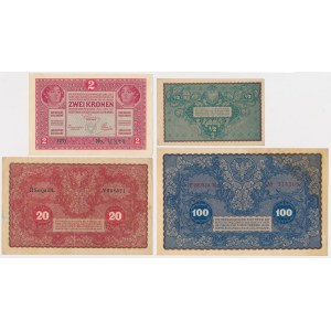 1/2 - 100 mkp 1919-1920 et Autriche 2 couronnes 1917 - set (4pcs)