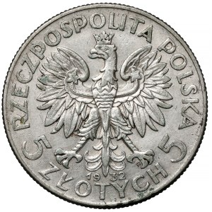 Head of a Woman 5 zlotych 1932 with sign, Warsaw - rare