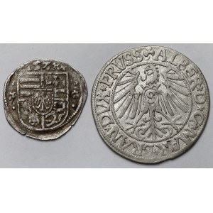 Prussia, Königsberg 1545 penny and Hungary, 1524 (?) denarius - set (2pc)