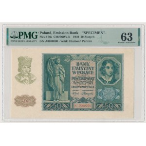 WZÓR 50 złotych 1940 - A 0000000