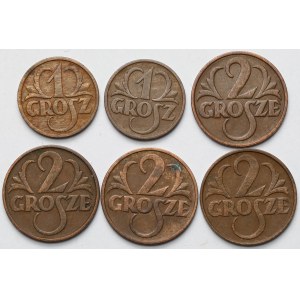 1 and 2 pennies 1928-1936 - set (6pcs)