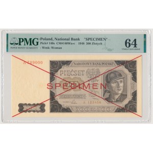 SPECIMEN 500 zlotych 1948 - A 123456 / 789000