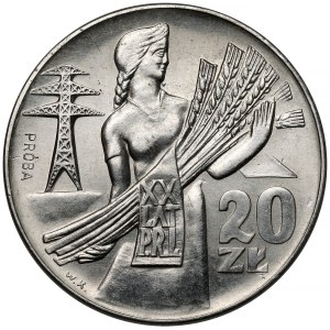 Sample NIKIEL 20 zlotych 1964 woman with grain