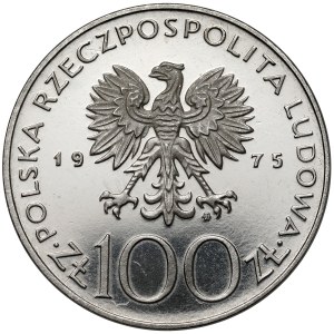 Próba NIKIEL 100 złotych 1975 Modrzejewska - duża głowa