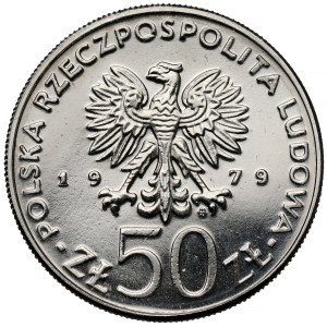Próba NIKIEL 50 złotych 1979 Mieszko I - półpostać