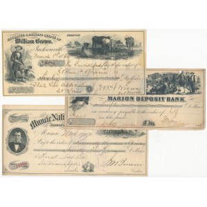 USA, 19th Century Checks. - set (3pcs)
